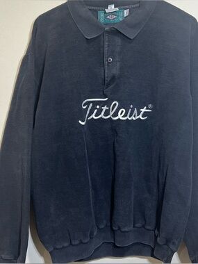 VINTAGE Titleist # 1 Ball in golf henley jumper Pullover Polo Sweatshirt MEDIUM